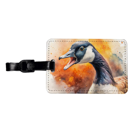 Angry Canadian Canada Goose Watercolor Travel Faux Leather Luggage Tag