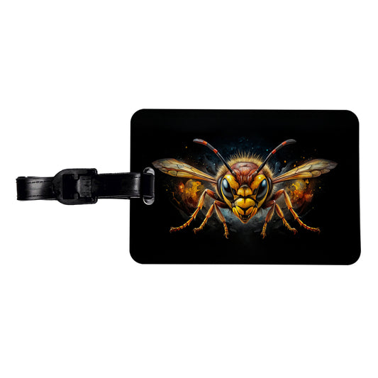 Angry Hornet Watercolor Travel Faux Leather Luggage Tag