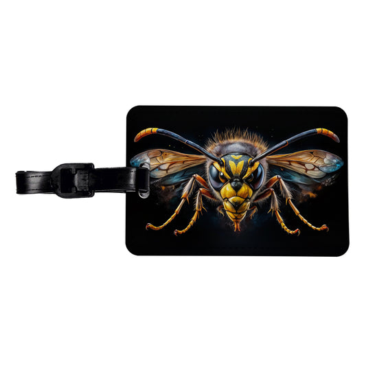 Angry Wasp Watercolor Travel Faux Leather Luggage Tag