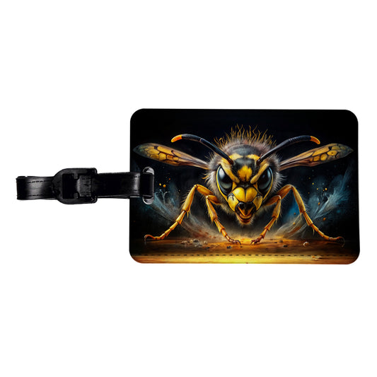 Angry Yellowjacket Watercolor Travel Faux Leather Luggage Tag