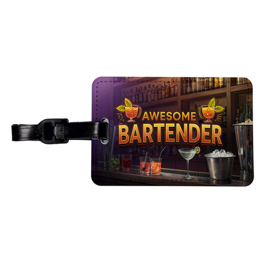 Awesome Bartender Inspirational Travel Faux Leather Luggage Tag