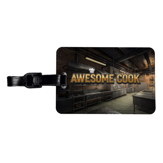 Awesome Cook Inspirational Industrial Kitchen Travel Faux Leather Luggage Tag