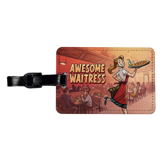 Awesome Waitress Inspirational Food Server Travel Faux Leather Luggage Tag