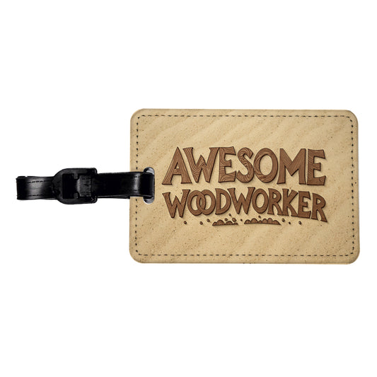 Awesome Woodworker Inspirational Carpenter Travel Faux Leather Luggage Tag