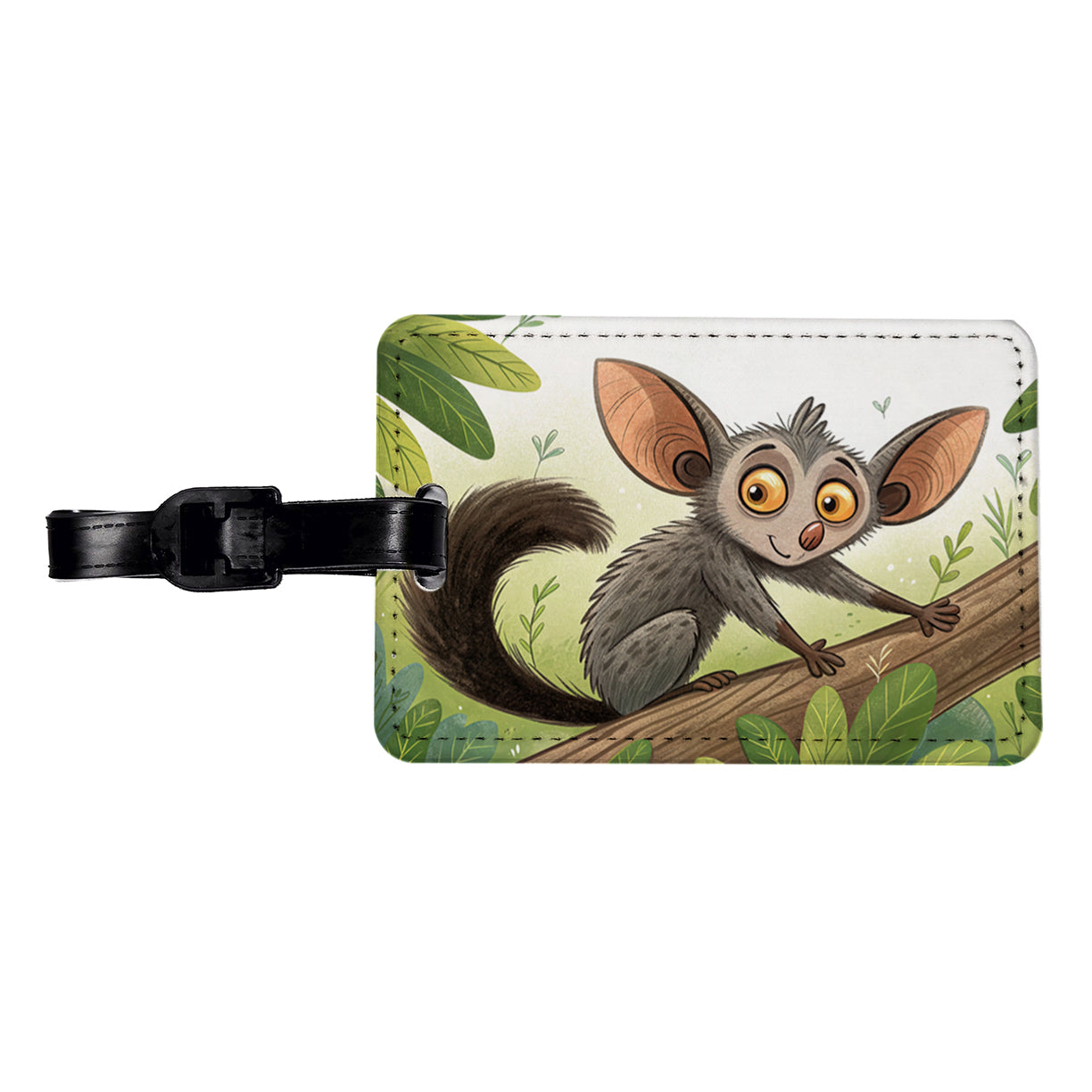 Aye Aye Children's Illustration Style Travel Faux Leather Luggage Tag