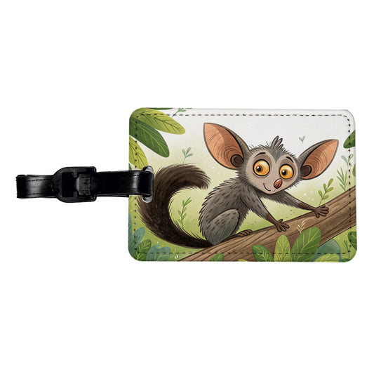Aye Aye Children's Illustration Style Travel Faux Leather Luggage Tag