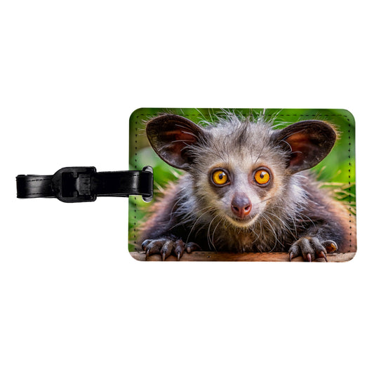 Aye Aye Long Fingered Lemur Travel Faux Leather Luggage Tag