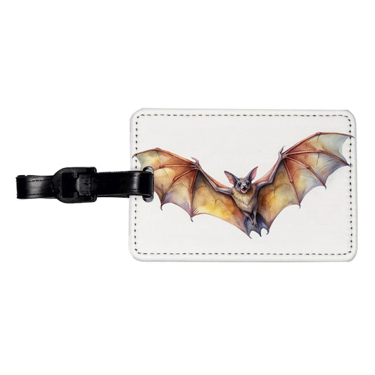 Bat Flying Watercolor Travel Faux Leather Luggage Tag