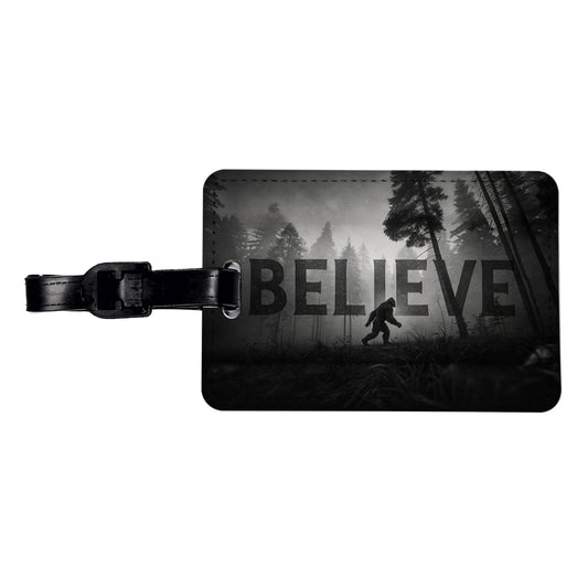 Believe Bigfoot Fantasy Creatures Travel Faux Leather Luggage Tag