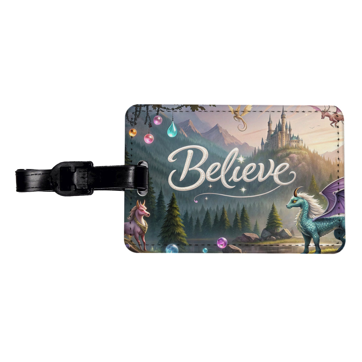 Believe Fantasy Creatures Travel Faux Leather Luggage Tag