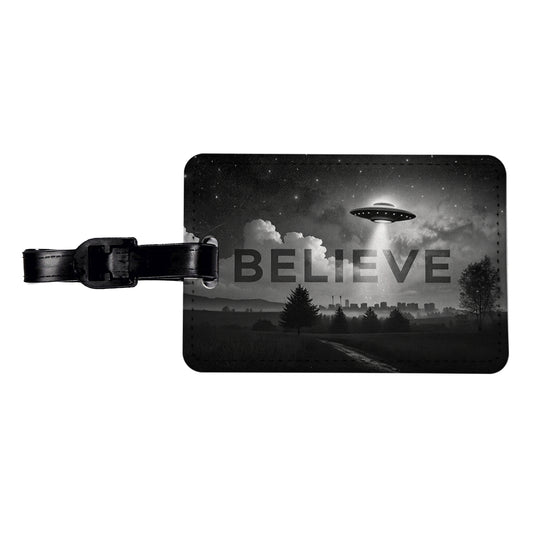 Believe UFO Sci-Fi Fantasy Travel Faux Leather Luggage Tag