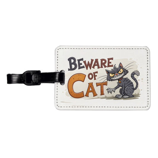 Beware Of Cat Funny Travel Faux Leather Luggage Tag
