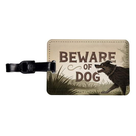 Beware Of Dog Mean Travel Faux Leather Luggage Tag