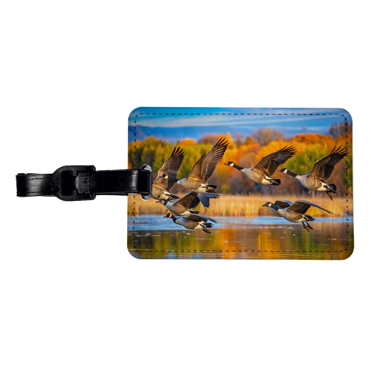 Canada Canadian Geese In Flight Travel Faux Leather Luggage Tag