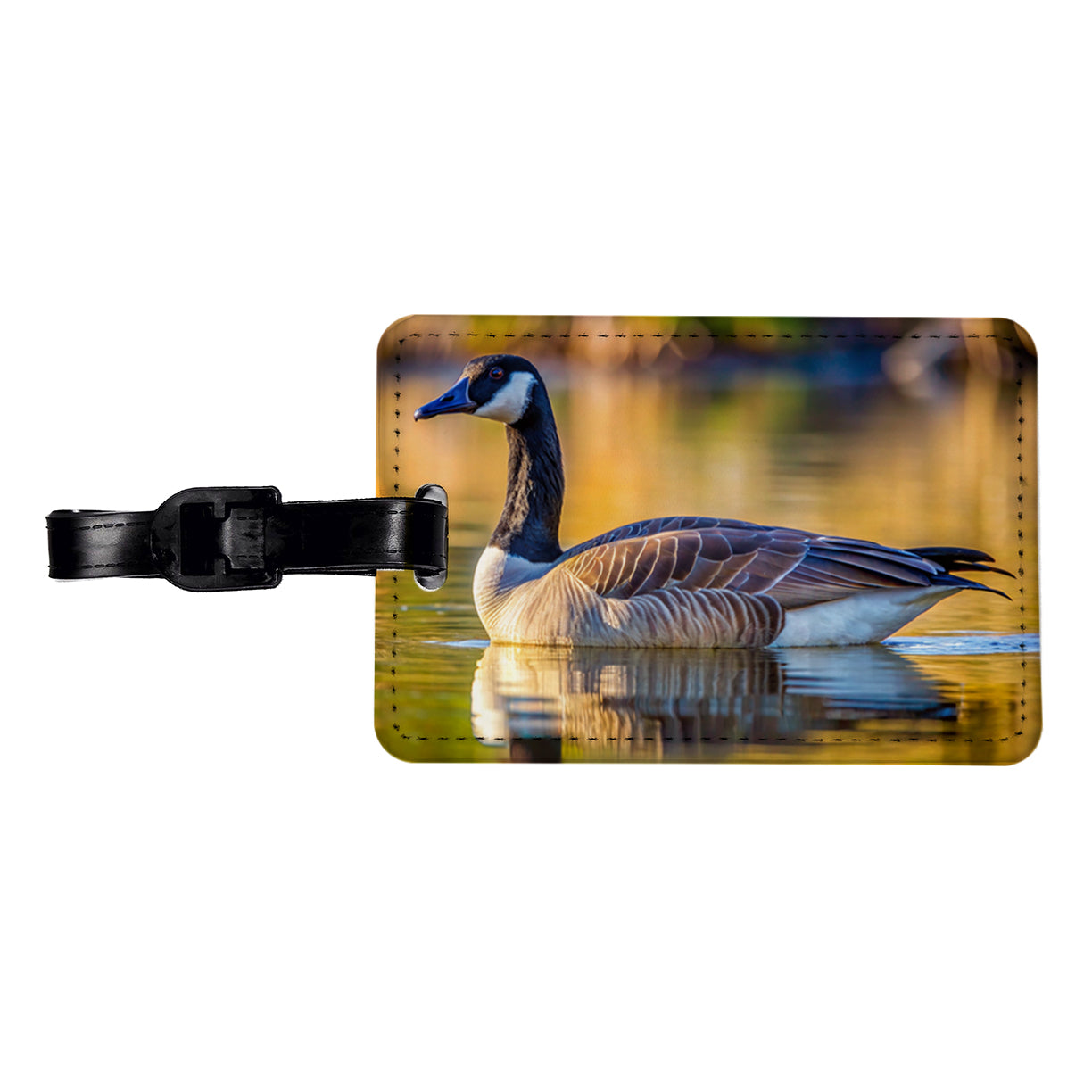 Canada Canadian Goose on Lake Travel Faux Leather Luggage Tag