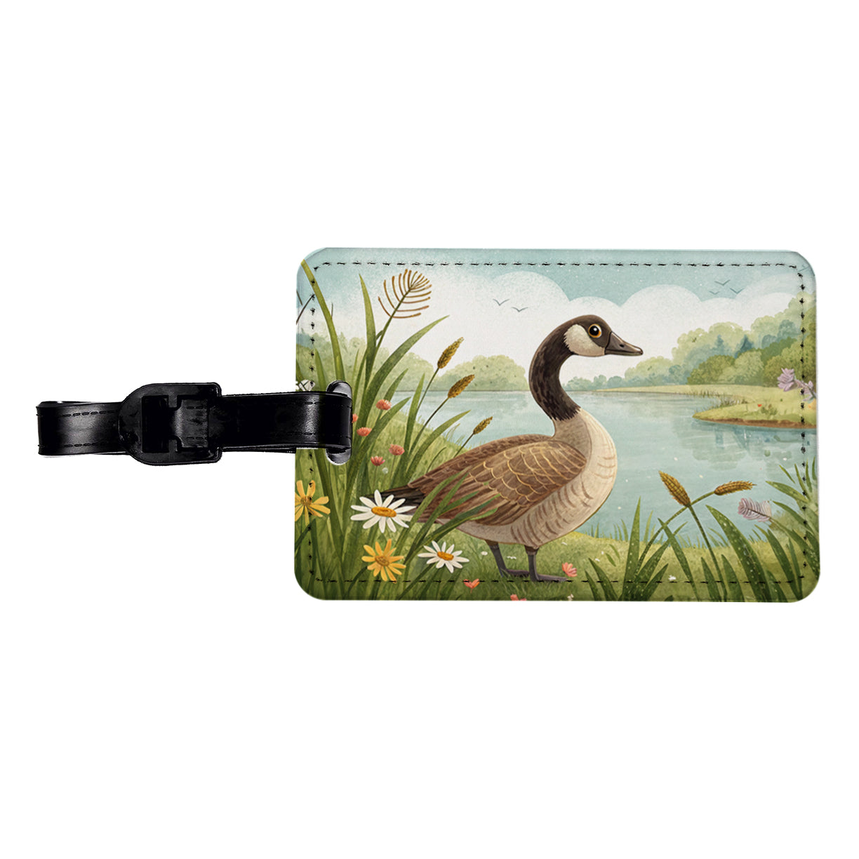 Canadian Canada Goose Children's Illustration Style Travel Faux Leather Luggage Tag