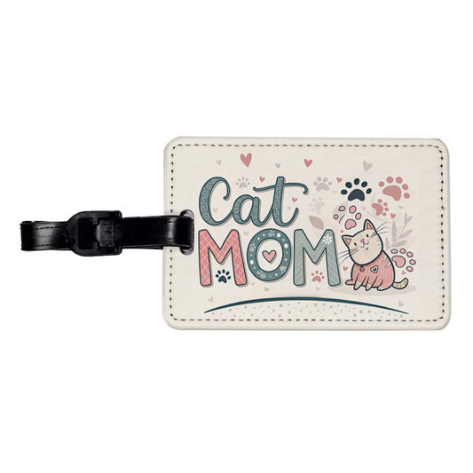 Cat Mom Cute Travel Faux Leather Luggage Tag
