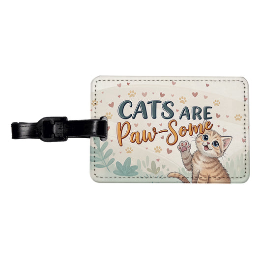Cats Are Paw-Some Awesome Funny Travel Faux Leather Luggage Tag