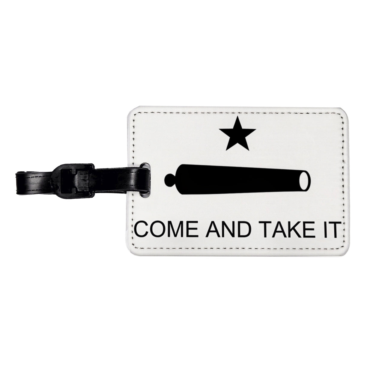 Come And Take It Revolution Texas Cannon Flag Travel Faux Leather Luggage Tag