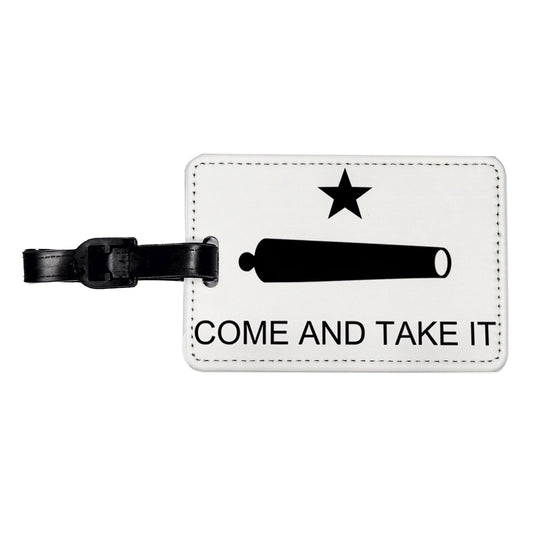 Come And Take It Revolution Texas Cannon Flag Travel Faux Leather Luggage Tag