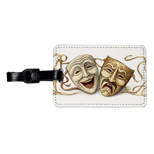 Comedy And Tragedy Theater Drama Masks Travel Faux Leather Luggage Tag