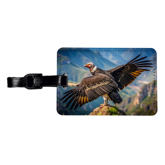 Condor on Mountain Top Travel Faux Leather Luggage Tag