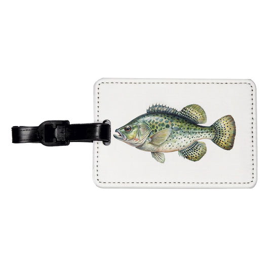 Crappie Fish Watercolor Illustration Travel Faux Leather Luggage Tag