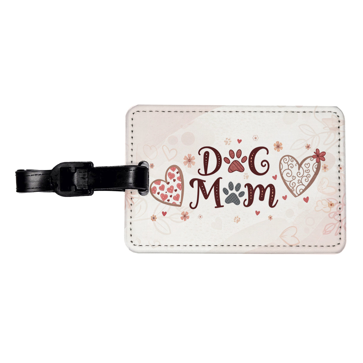 Dog Mom Cute Hearts Travel Faux Leather Luggage Tag