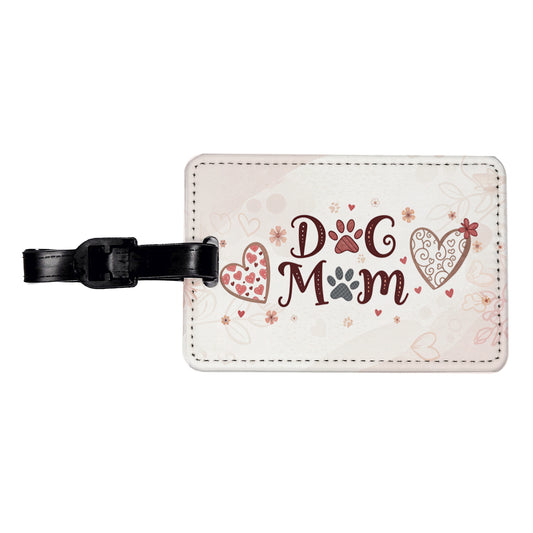 Dog Mom Cute Hearts Travel Faux Leather Luggage Tag