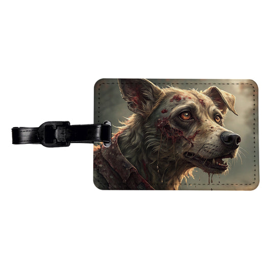 Dog Zombie Creepy Scary Halloween Travel Faux Leather Luggage Tag