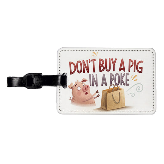 Don't Buy A Pig In A Poke Funny Saying Travel Faux Leather Luggage Tag