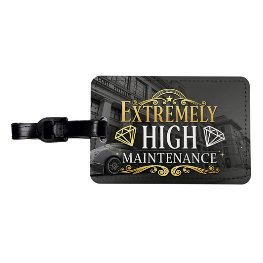 Extremely High Maintenance Funny Gold Diamonds Travel Faux Leather Luggage Tag