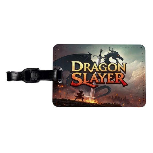 Fantasy Knight Dragon Slayer Illustration Travel Faux Leather Luggage Tag