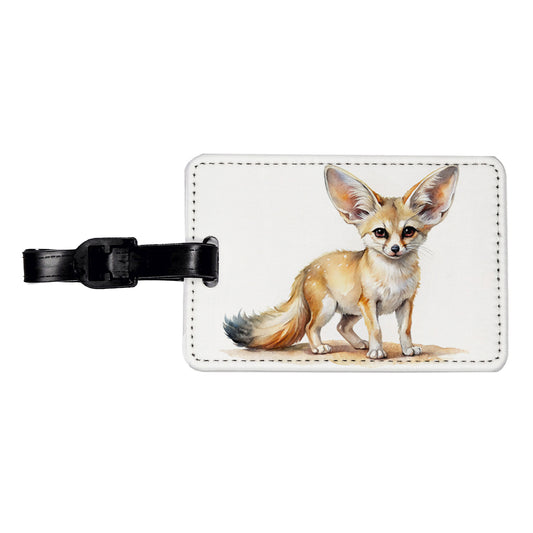 Fennec Fox Watercolor Travel Faux Leather Luggage Tag