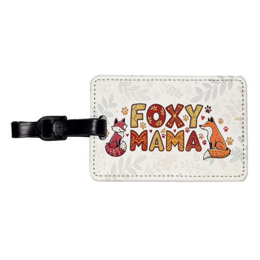 Foxy Mama Cute Fox Foxes Theme Travel Faux Leather Luggage Tag