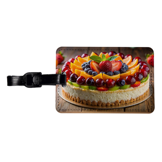 Fruitcake Fruit Cake Dessert Photo Travel Faux Leather Luggage Tag