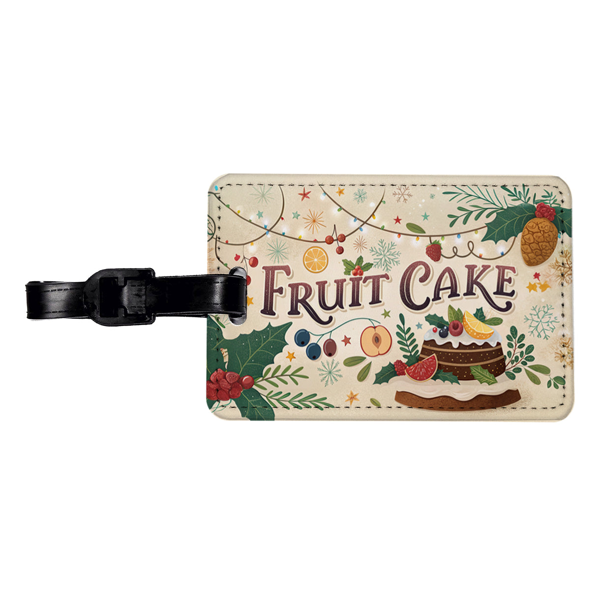 Fruitcake Holiday Fruit Cake Travel Faux Leather Luggage Tag