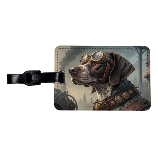 German Shorthaired Pointer Dog Steampunk Travel Faux Leather Luggage Tag