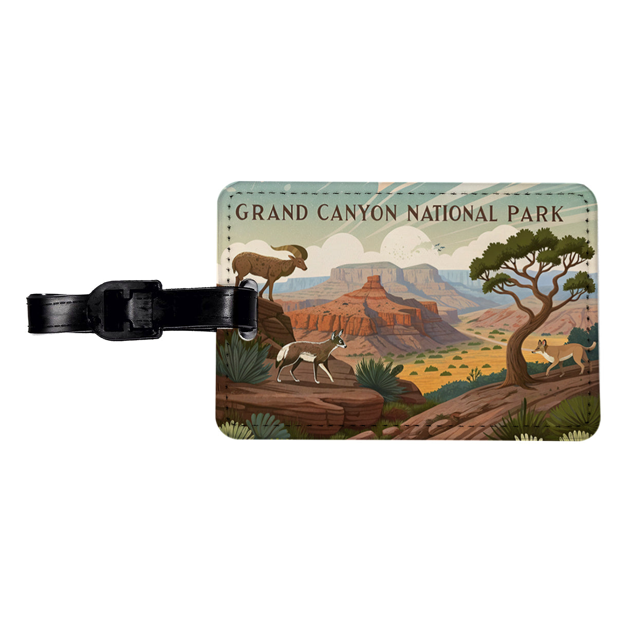 Grand Canyon National Park Animals Travel Faux Leather Luggage Tag