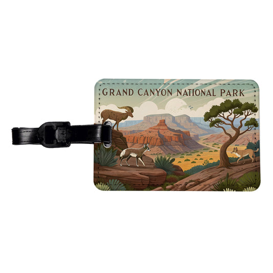 Grand Canyon National Park Animals Travel Faux Leather Luggage Tag