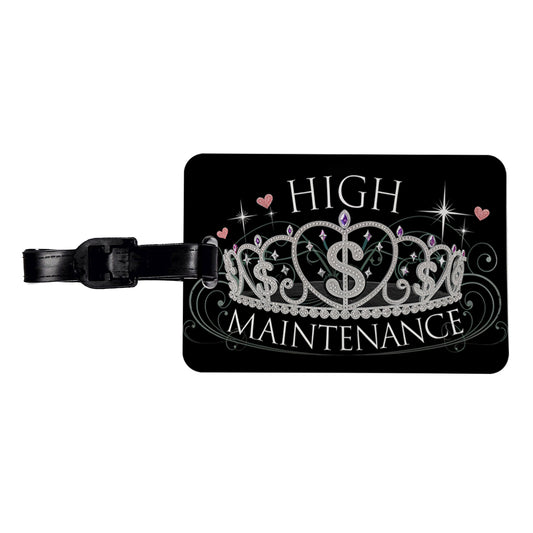 High Maintenance Diamonds Tiara Princess Funny Travel Faux Leather Luggage Tag