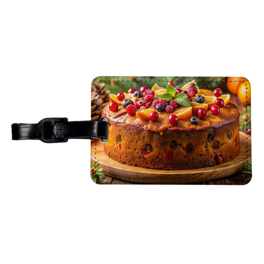 Holiday Fruitcake Fruit Cake Dessert Travel Faux Leather Luggage Tag
