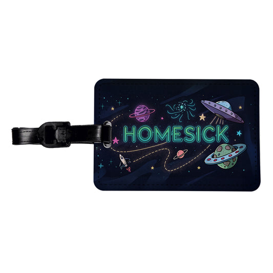 Homesick UFO Sci-Fi Funny Saying Travel Faux Leather Luggage Tag