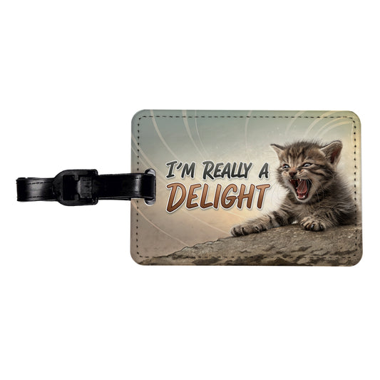 I'm Really a Delight Funny Angry Kitten Travel Faux Leather Luggage Tag