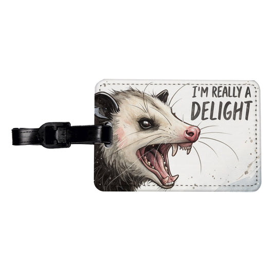 I'm Really a Delight Funny Angry Opossum Travel Faux Leather Luggage Tag