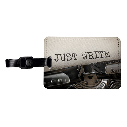 Just Write Retro Typewriter Inspirational Travel Faux Leather Luggage Tag