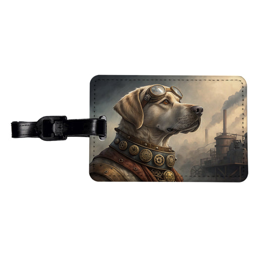 Labrador Retriever Dog Steampunk Travel Faux Leather Luggage Tag