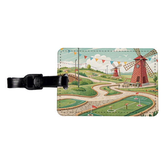 Miniature Golf Course Travel Faux Leather Luggage Tag