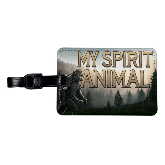 My Spirit Animal Bigfoot Funny Fantasy Travel Faux Leather Luggage Tag