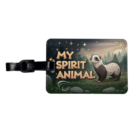 My Spirit Animal Ferret Funny Travel Faux Leather Luggage Tag